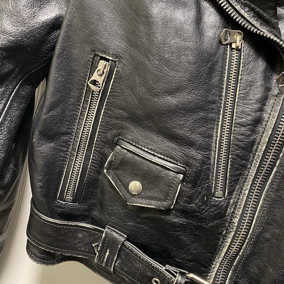 Nwt Women's‎ Re/done Brand Distressed Italian Leather Moto Black Jacket S $1250 - Picture 4 of 16